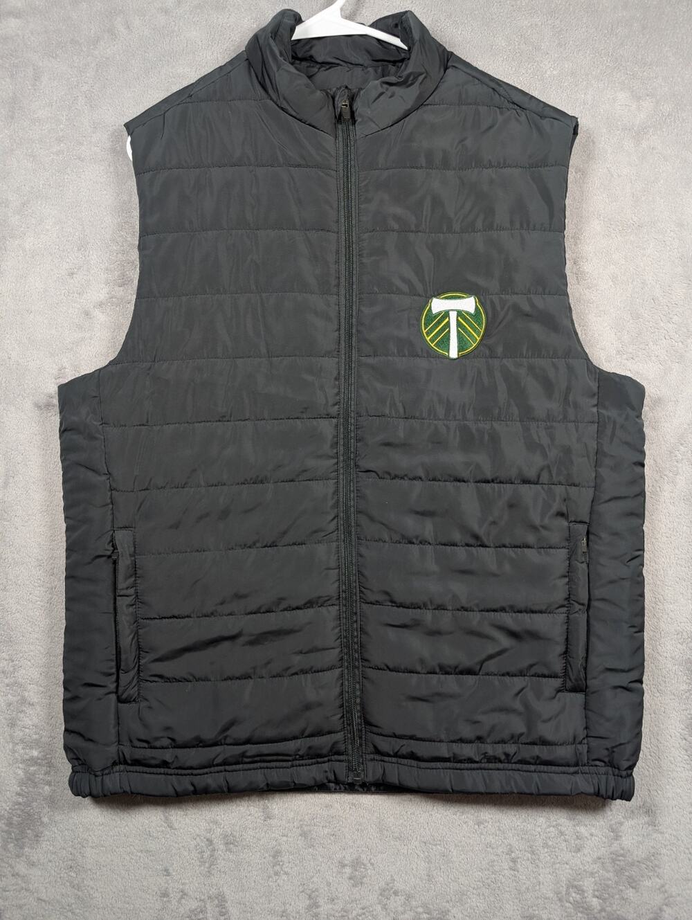 Portland Timbers Vest Mens Size Large Black Teamwear Fan MLS Soccer Futbol Logo